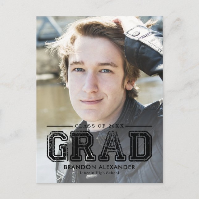 Vintage Sporty Editable Colour Graduation Postcard (Front)