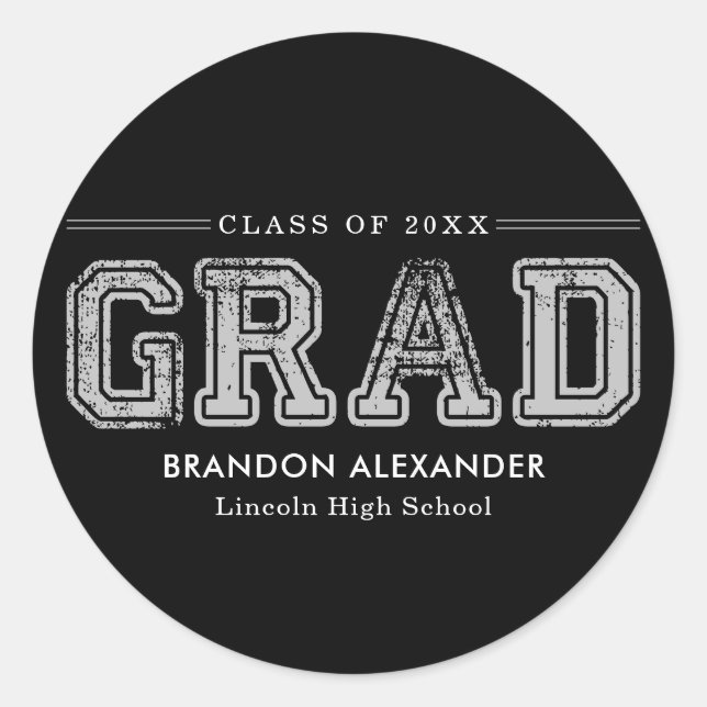 Vintage Sporty Editable Colour Graduation Stickers (Front)