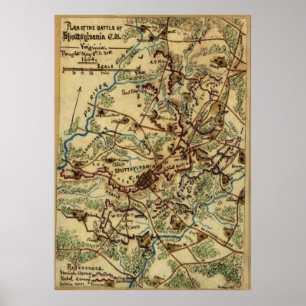 Vintage Spotsylvania Virginia Civil War Map (1865) Poster