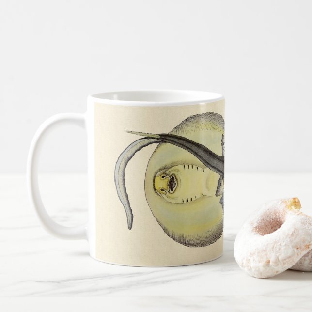 Vintage Spotted Stingrays, Marine Ocean Animals Coffee Mug (With Donut)