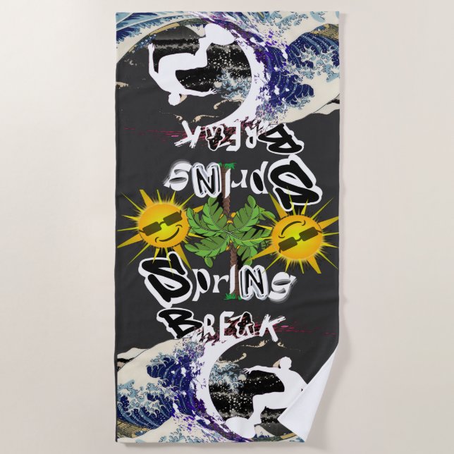 Vintage Spring Break  Fun Beach Towel (Front)