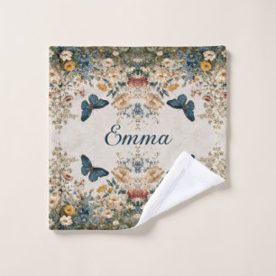 Vintage Spring Butterfly Floral Garden Bath Towel Set