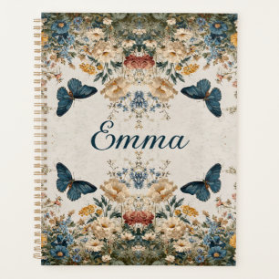 Vintage Spring Butterfly Floral Garden Planner
