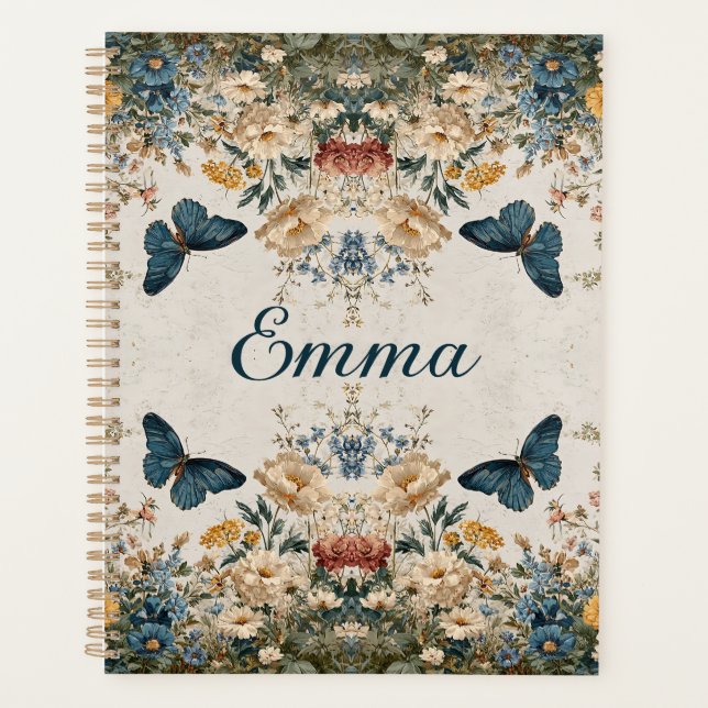 Vintage Spring Butterfly Floral Garden Planner (Front)