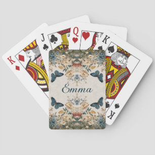 Vintage Spring Butterfly Floral Garden Playing Cards