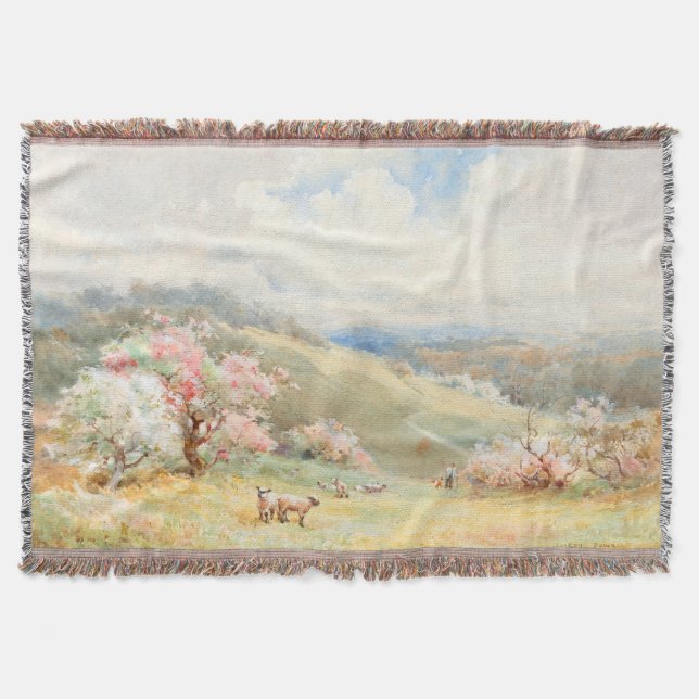 Vintage Spring by Joseph Rubens Powell Throw Blanket (Front)