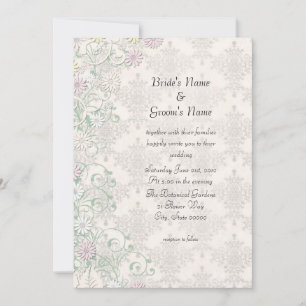 Vintage Spring Damask and Flowers Wedding Invite