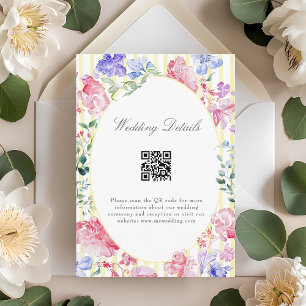 Vintage Spring Floral Wedding Details QR Code Enclosure Card