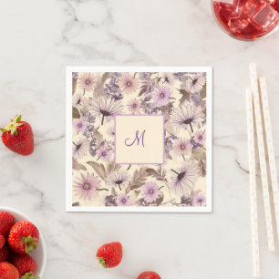 Vintage Spring Floral With Monogram  Napkin