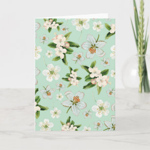 Vintage Spring Flower Blossoms Pattern Card