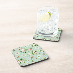 Vintage Spring Flower Blossoms Pattern Coaster