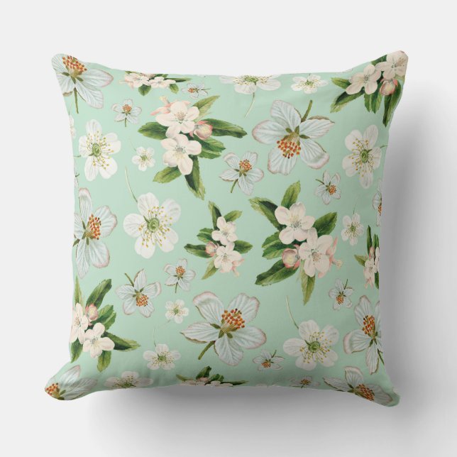 Vintage Spring Flower Blossoms Pattern Cushion (Front)