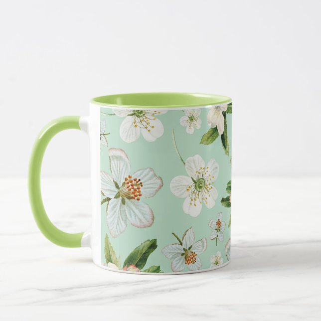 Vintage Spring Flower Blossoms Pattern Mug (Left)