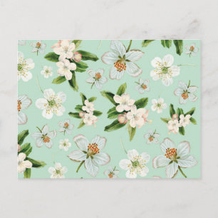Vintage Spring Flower Blossoms Pattern Postcard