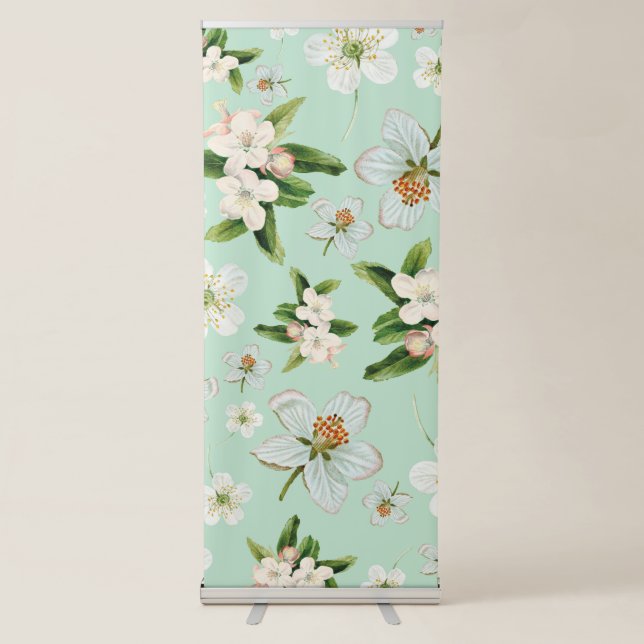 Vintage Spring Flower Blossoms Pattern Retractable Banner (Front)