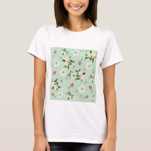 Vintage Spring Flower Blossoms Pattern T-Shirt
