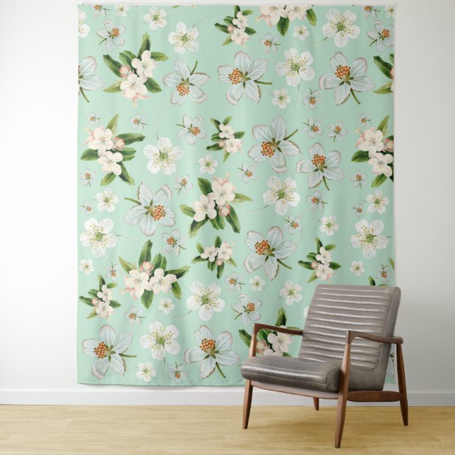 Vintage Spring Flower Blossoms Pattern Tapestry (In Situ)