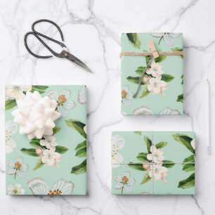 Vintage Spring Flower Blossoms Pattern Wrapping Paper Sheet