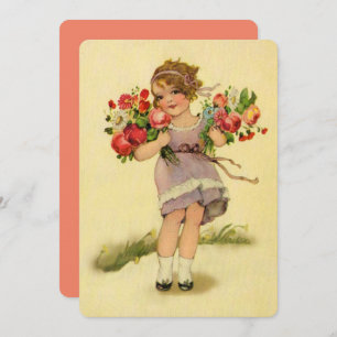 Vintage Spring Flower Girl Card