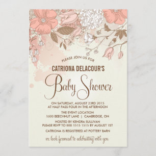 Vintage Spring Flowers Baby Shower Invitation