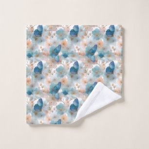 Vintage Spring Flowers & Blue Butterfly Bath Towel Set