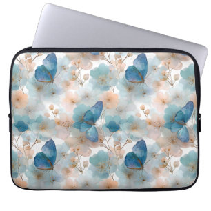 Vintage Spring Flowers & Blue Butterfly Laptop Sleeve