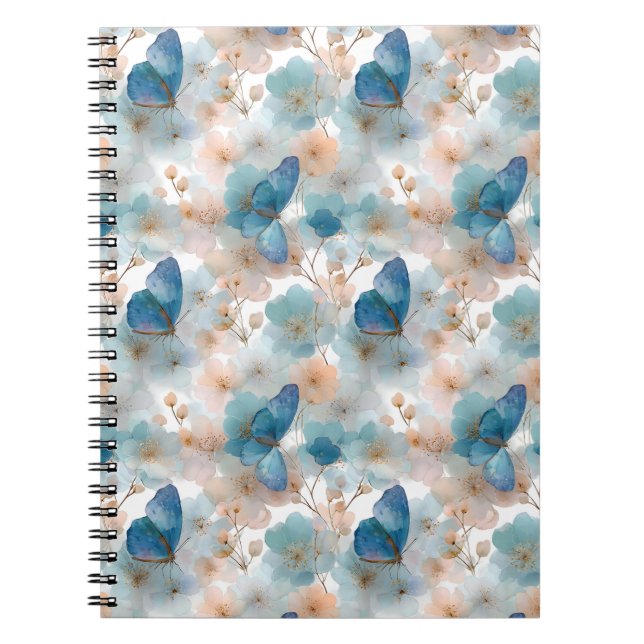 Vintage Spring Flowers & Blue Butterfly Notebook (Front)