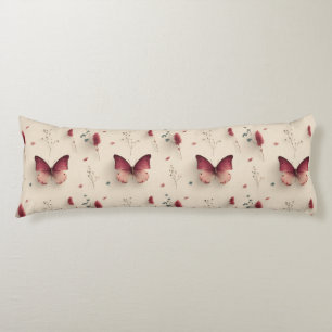 Vintage Spring Flowers & Blush Butterfly Body Cushion