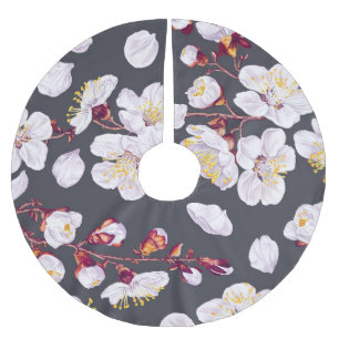 Vintage Spring Flowers: Detailed Wallpaper. Brushed Polyester Tree Skirt