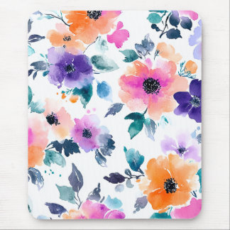 Vintage Spring Garden Watercolor Floral Mouse Mat