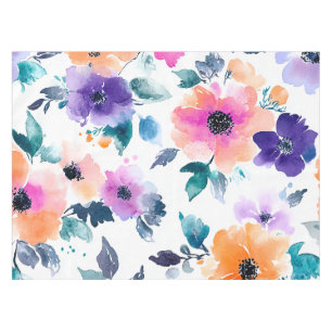 Vintage Spring Garden Watercolor Floral Tablecloth