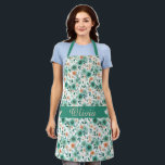 Vintage Spring Green Floral Personalized Apron<br><div class="desc">Soft watercolor flowers in gentle spring tones create a light and timeless vintage floral design inspired by classic botanical patterns. Flowing petals, delicate branches, and pastel hues evoke the charm of antique illustrations, adding a sense of calm elegance to any home and living space. Designed to include a personalized name,...</div>