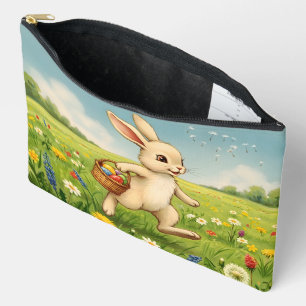 Vintage Spring Meadow Easter Bunny Accessory Pouch