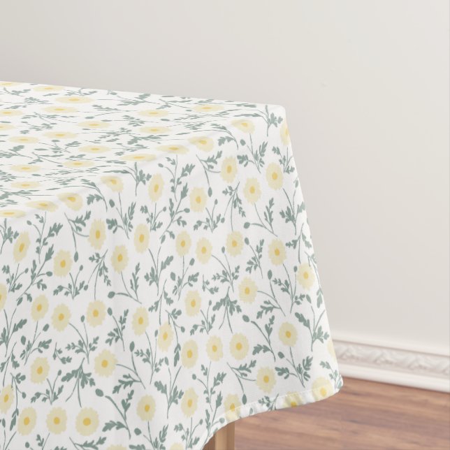 Vintage Spring Modern Farmhouse Daisy Pattern Tablecloth (In Situ)