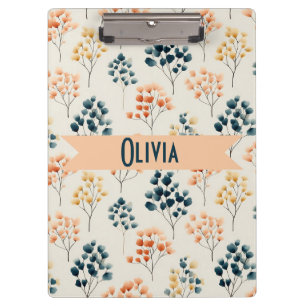 Vintage Spring Orange and Green Botanical Name Clipboard
