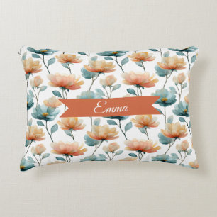 Vintage Spring Orange Flowers Personalized Decorative Cushion