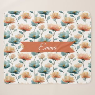 Vintage Spring Orange Flowers Personalized Sherpa Blanket