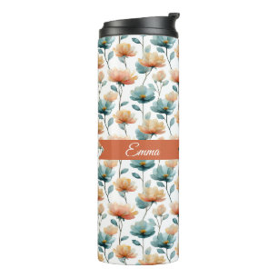 Vintage Spring Orange Flowers Personalized Thermal Tumbler