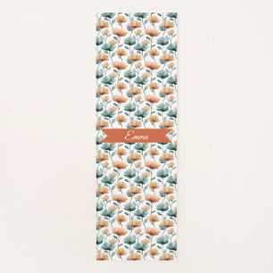 Vintage Spring Orange Flowers Personalized Yoga Mat