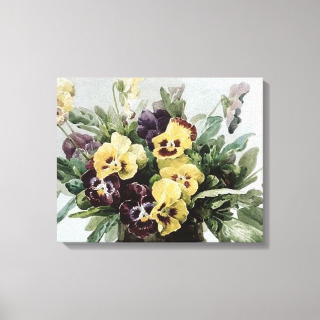 Vintage Spring Pansies Canvas Print (Front)