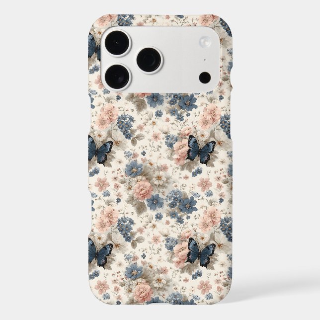 Vintage Spring Pink and Blue Florals & Butterfly (Back)