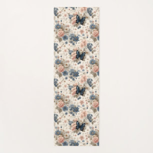 Vintage Spring Pink and Blue Florals & Butterfly Yoga Mat