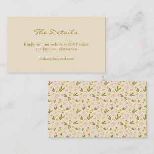 Vintage Spring Pink Green Floral Wedding Website Enclosure Card