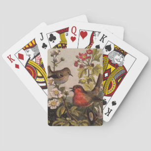 Vintage Spring Robin Songbirds Botanical Floral Playing Cards