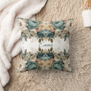 Vintage Spring Rose Garden Personalized Cushion