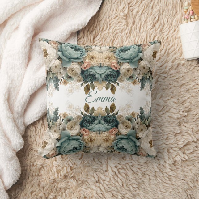 Vintage Spring Rose Garden Personalized Cushion (Blanket)