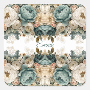 Vintage Spring Rose Garden Personalized Square Sticker