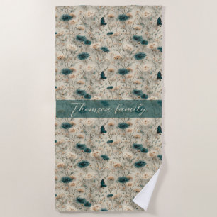 Vintage Spring Wildflowers & Butterfly for Family Beach Towel