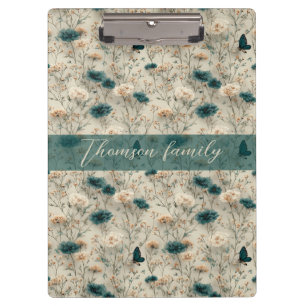 Vintage Spring Wildflowers & Butterfly for Family Clipboard