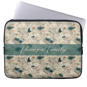 Vintage Spring Wildflowers & Butterfly for Family Laptop Sleeve